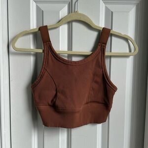 Aerie Ribbed Scoop Sports Bra in Rust